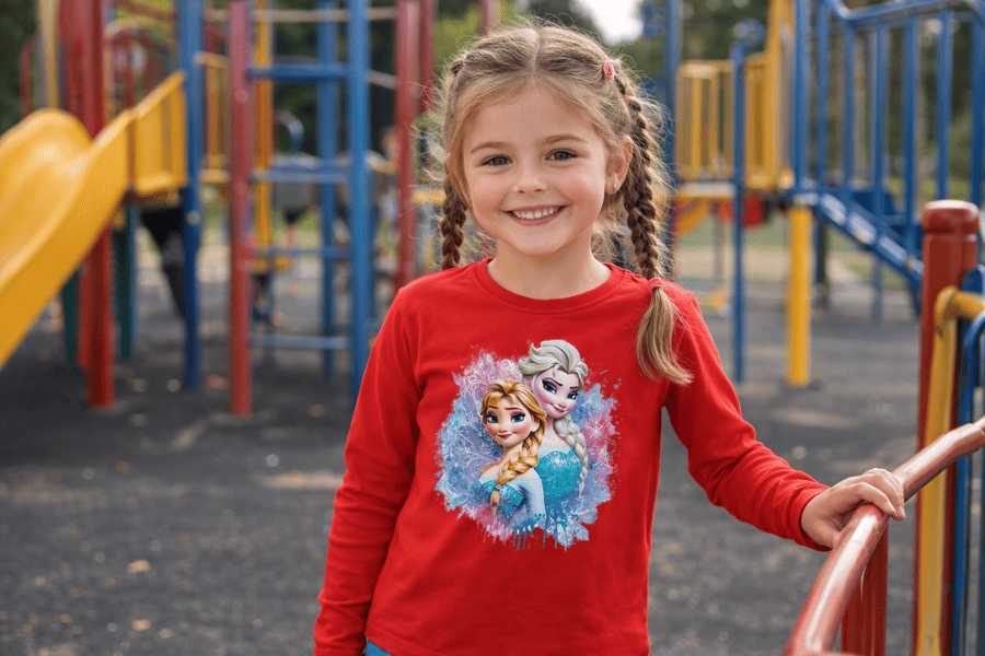 malá slečna vo Frozen tričku Anna a Elsa mk